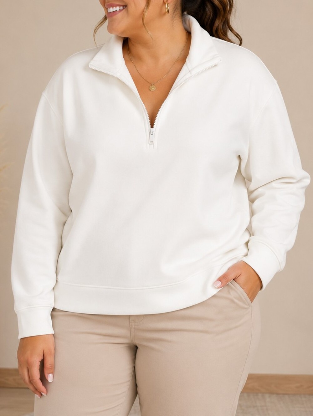 Bad Birdie At Ease Quarter Zip Cloud Dancer White Womens XL Golf Sweatshirt Gorp
